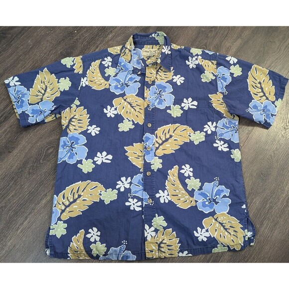 Cooke Street Shirt Mens Medium Blue Pink Floral Short Sleeve Button Up - Picture 1 of 3